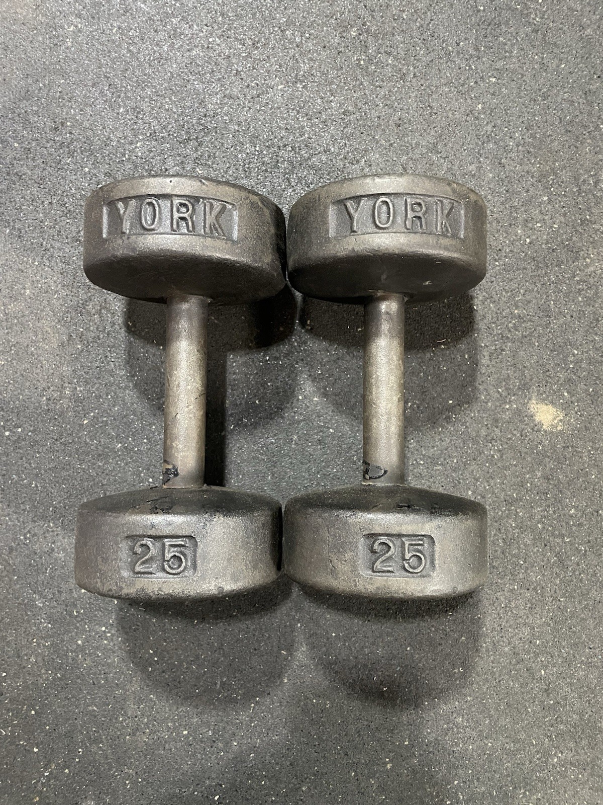 York Roundheads 25 Lb Dumbbells, Gen 1 (pre-USA), Set Of 2