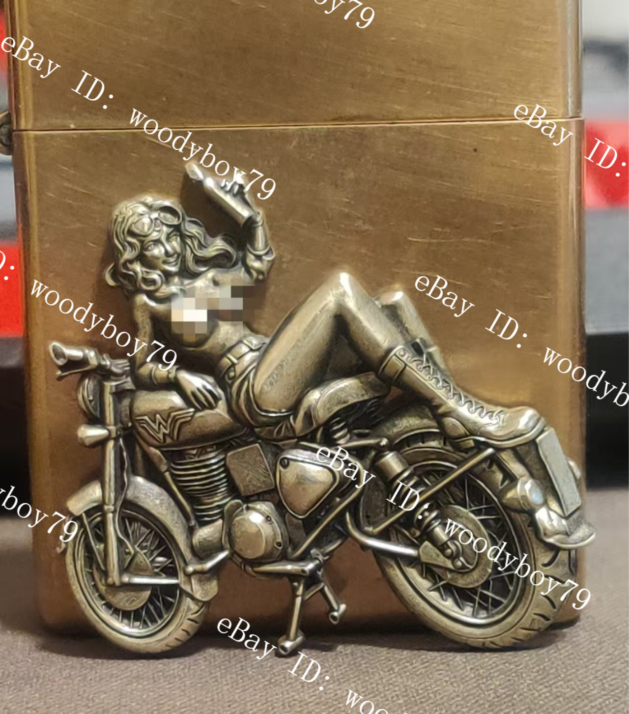 1 piece Lighter accessories Brass sexy motorcycle girl DIY sticker