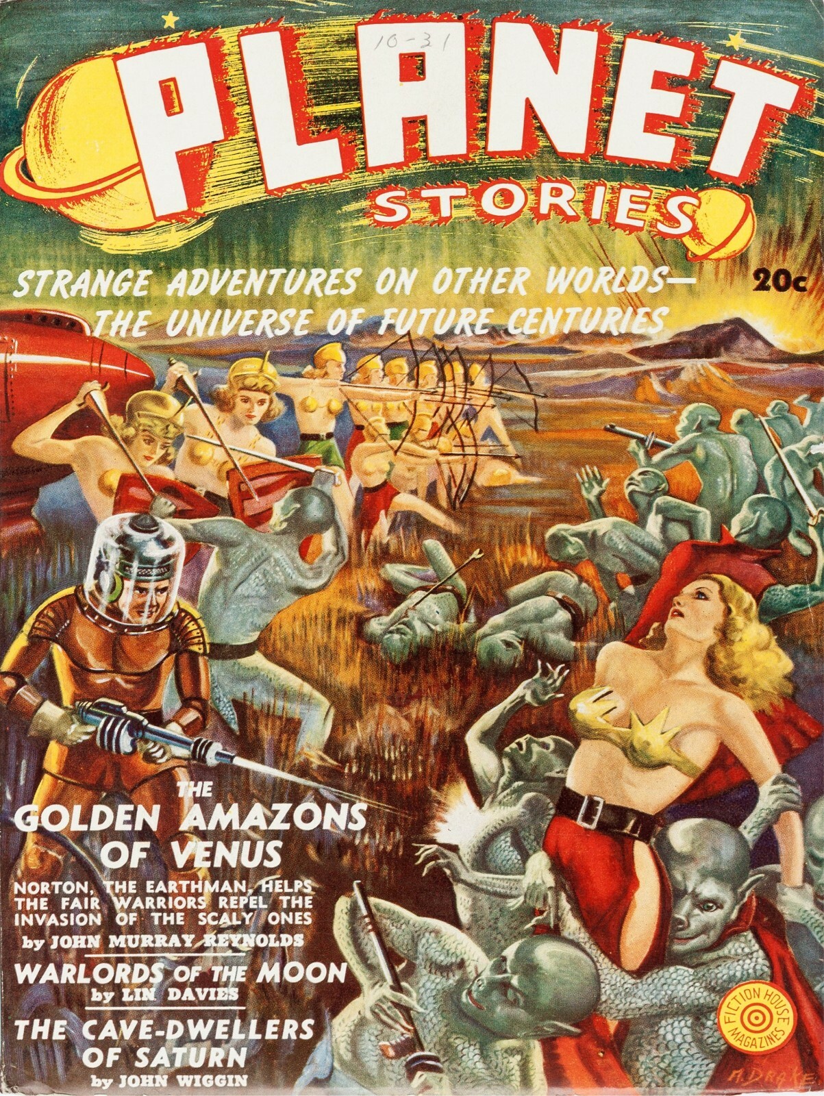 Planet Stories New Metal Sign: Golden Amazons of Venus - Science Fiction Artwork