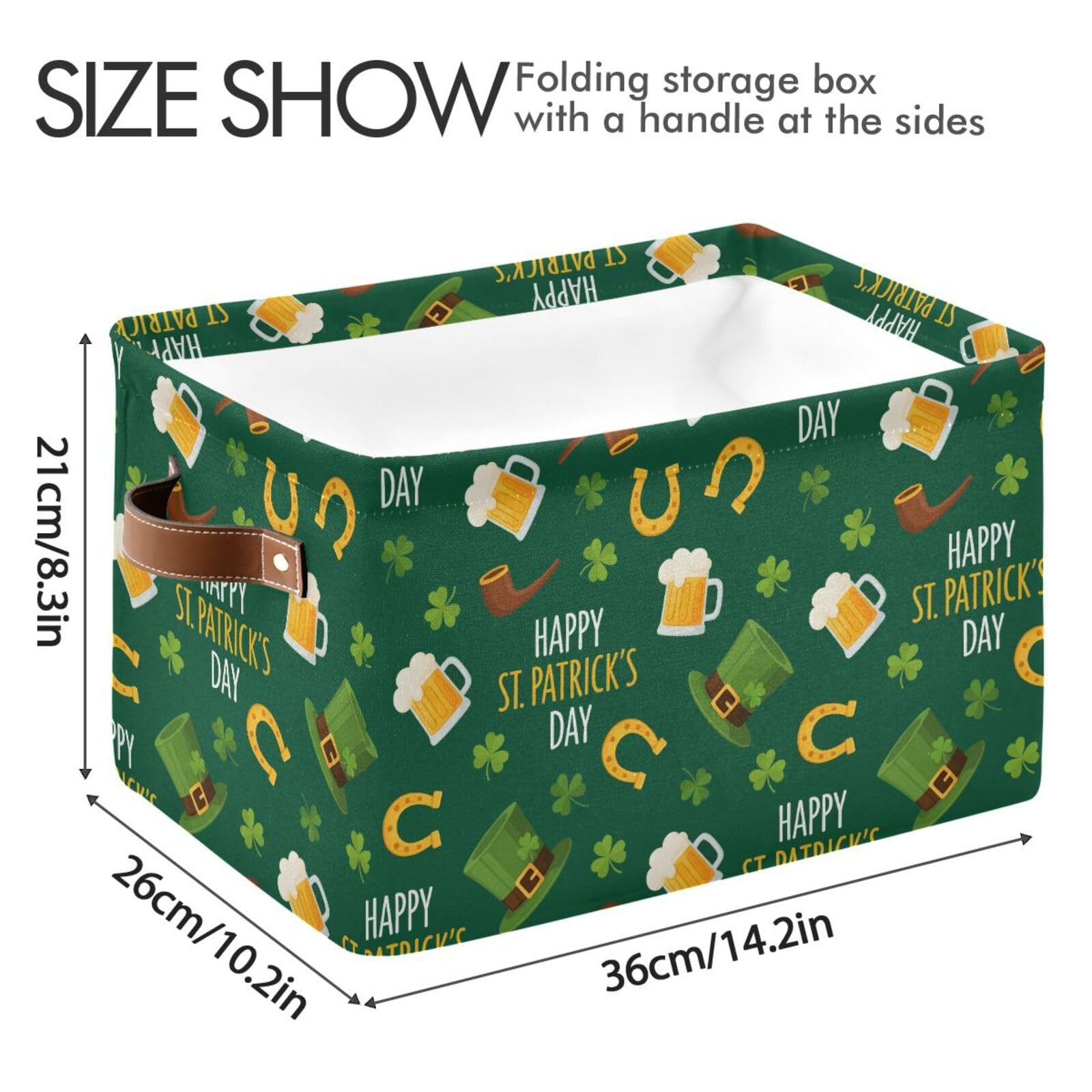 St Patrick Hat Green Storage Basket Bins Foldable Laundry Hamper Storage Bins...