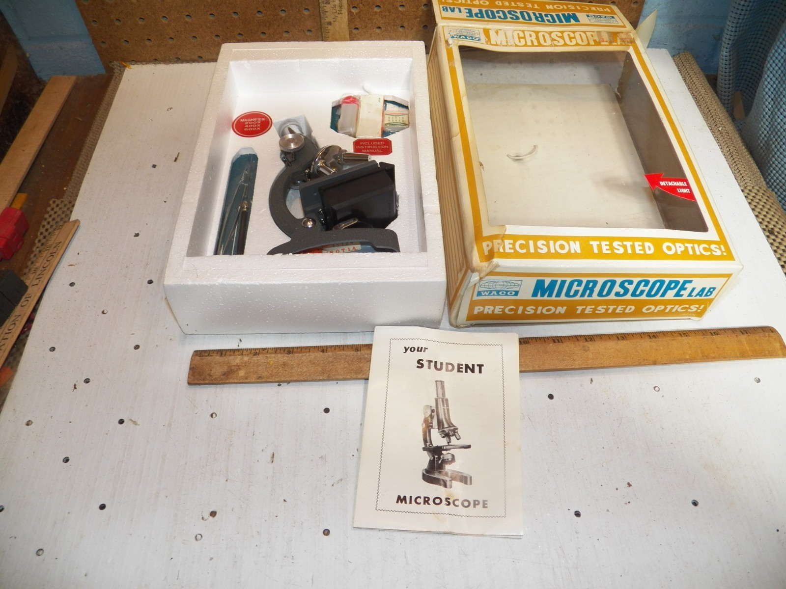 Vintage 1960s WACO Microscope Lab Kit in Original Box – Made in Japan