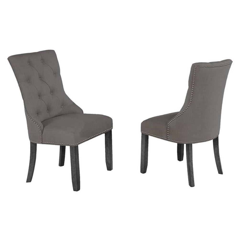 Maklaine Dark Gray Fabric Upholstered Dark Gray Wood Dining Chairs (Set of 2)