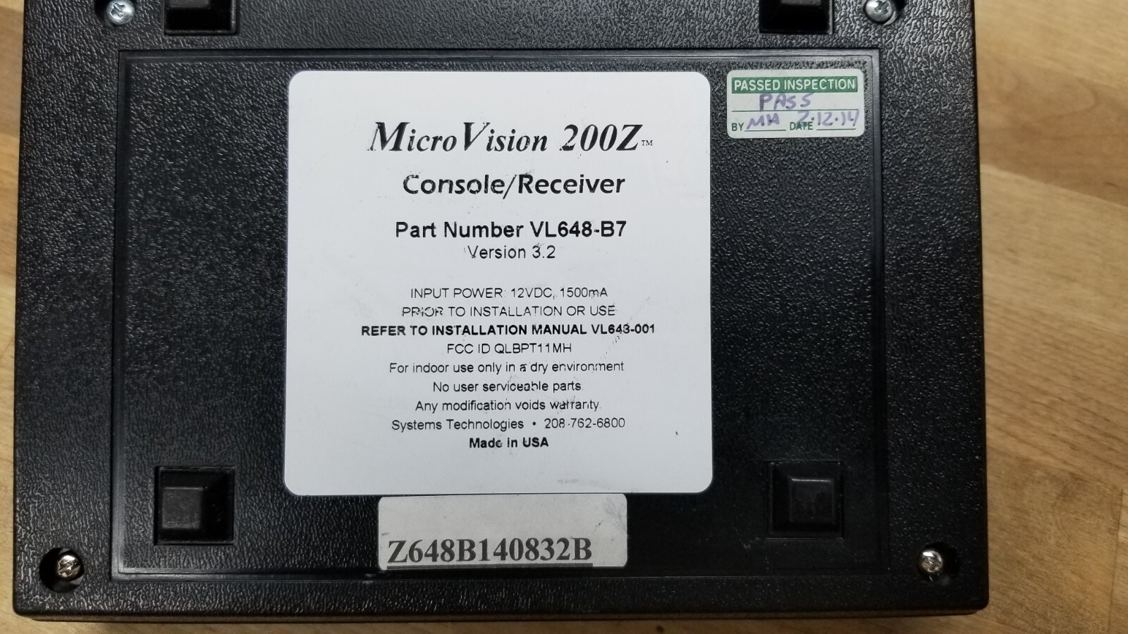 MicroVision 200Z Console Receiver VL648-B7
