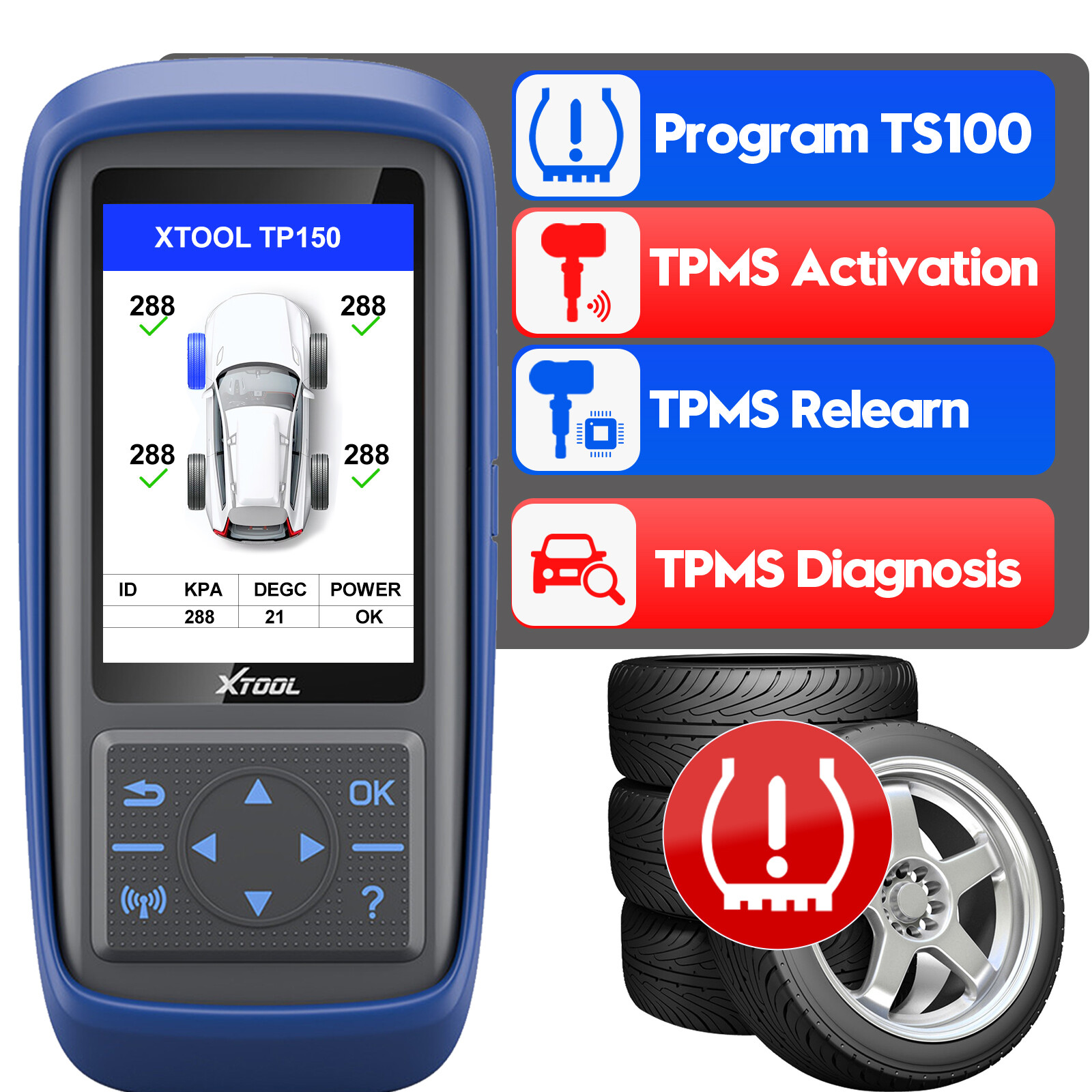 XTOOL TP150 WiFi TPMS Diagnostic Tool Activate/Relearn All Sensors Program TS100