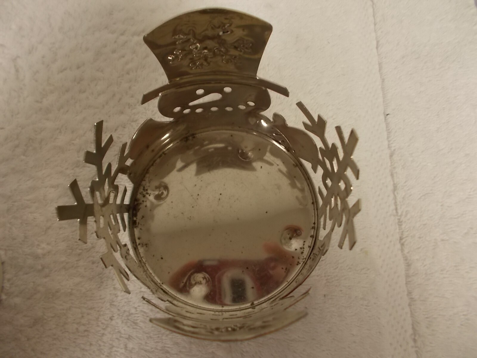 Christmas Holiday Snowman Red Scarf Metal Candle Holder Sleeve