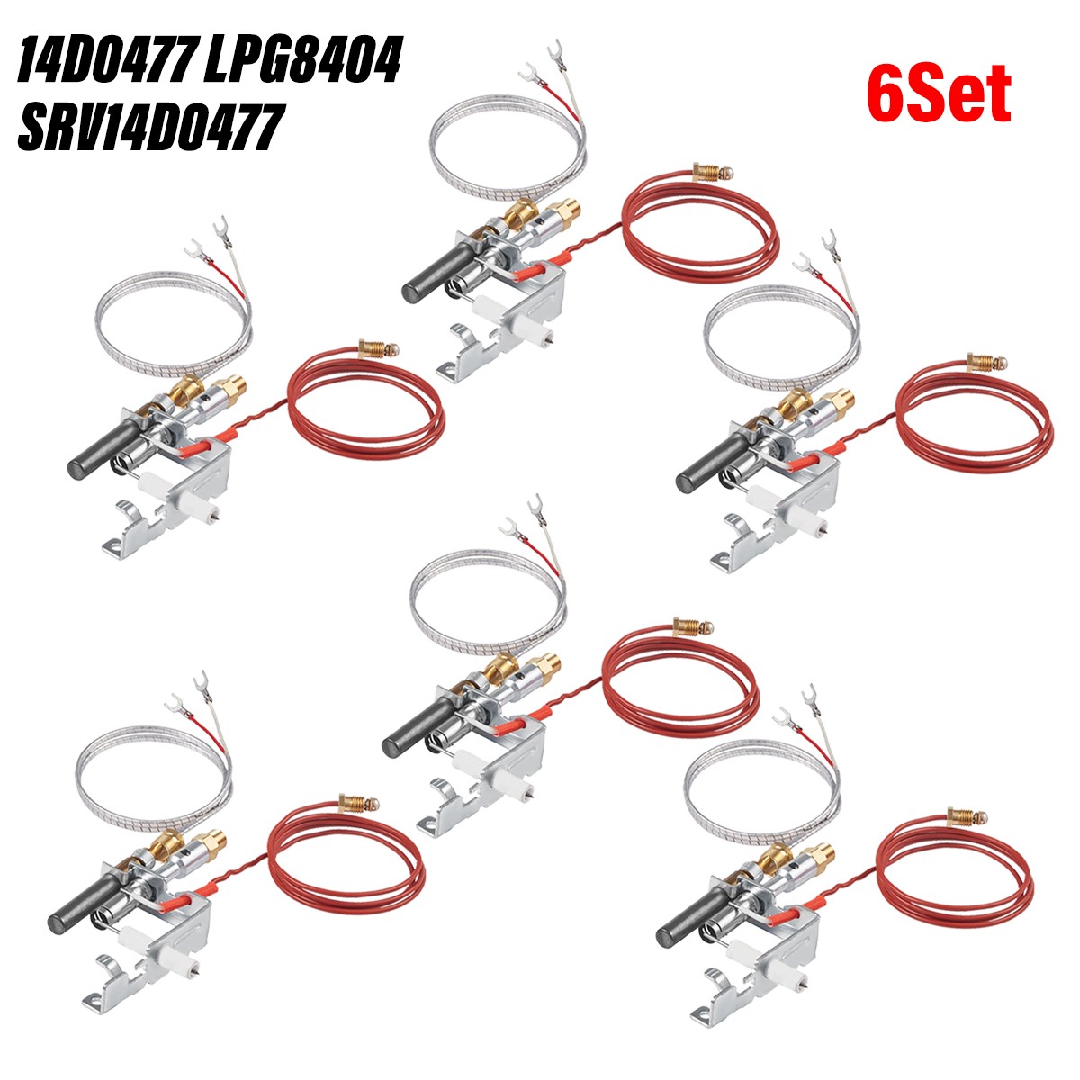 6Set Gas Pilot Assembly 14D0477 LPG8404 SRV14D0477 LPG for Fireplaces USA