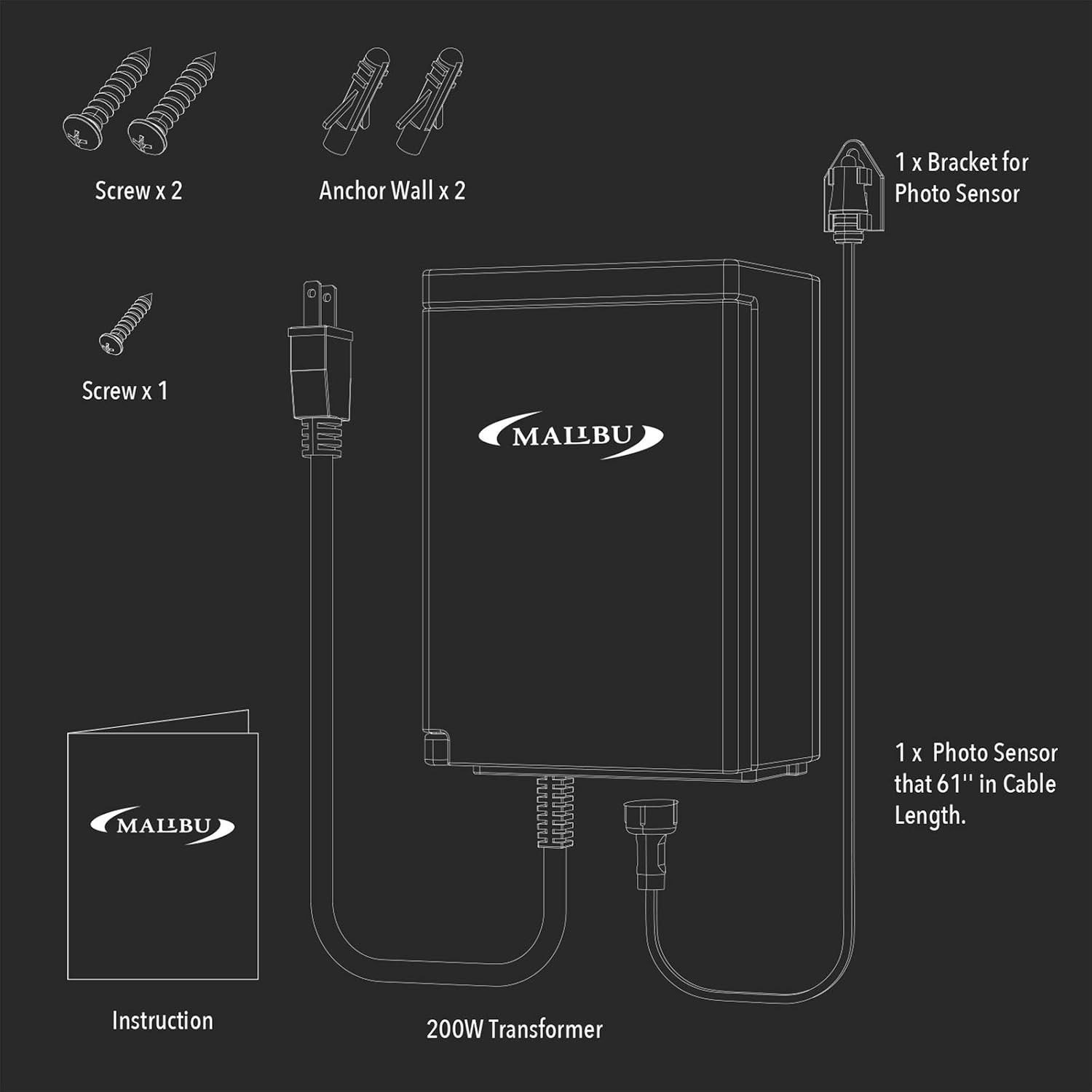 Programmable 200W Low-Voltage Transformer with Auto Photo Sensor for Lighting