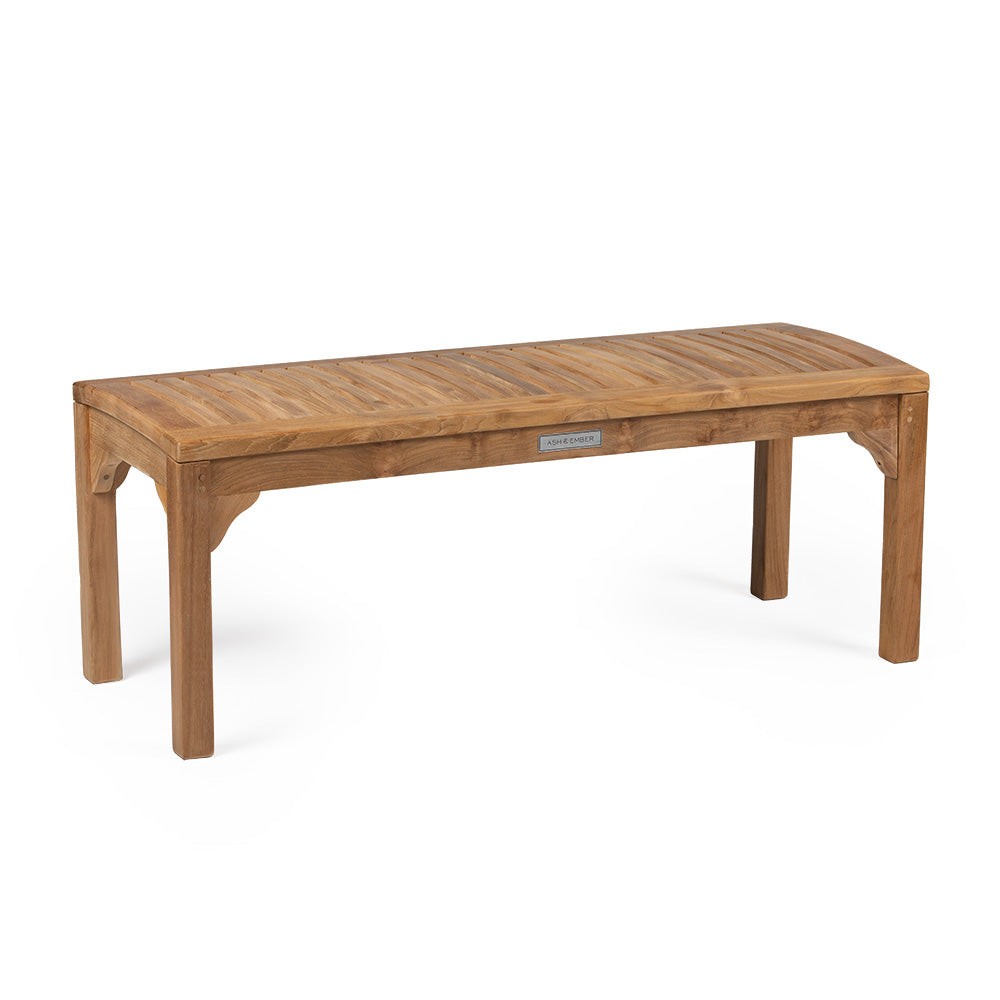 Ash & Ember Sage Grade A Teak 47" Backless Bench, Seats 2 People Comfortably