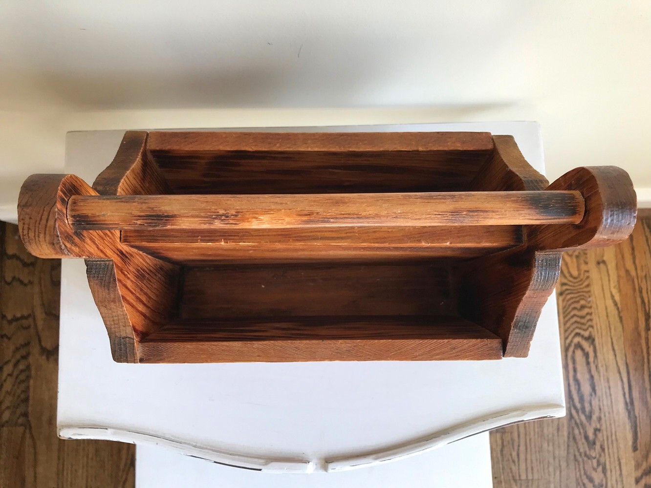 Rustic Vintage Wooden Desk Organizer Tabletop Hand Crafted with Handle, 2 Sides