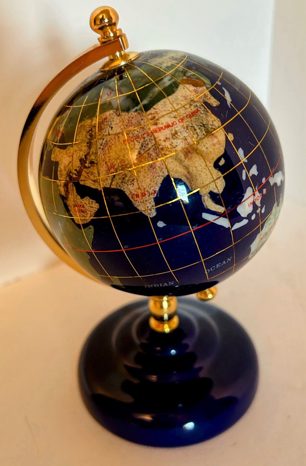 Lapis Lazuli Semi Precious Gemstone Inlay Globe Small 6.5”