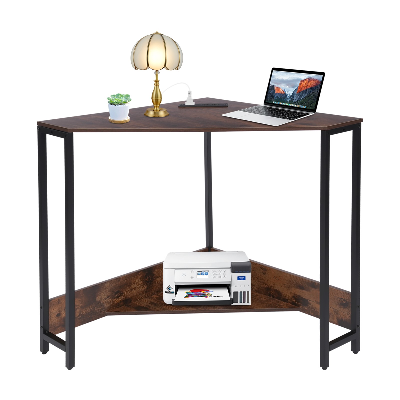 68*68*75cm Corner Desk, Small Desk with Outlets, Corner Table for Small Space