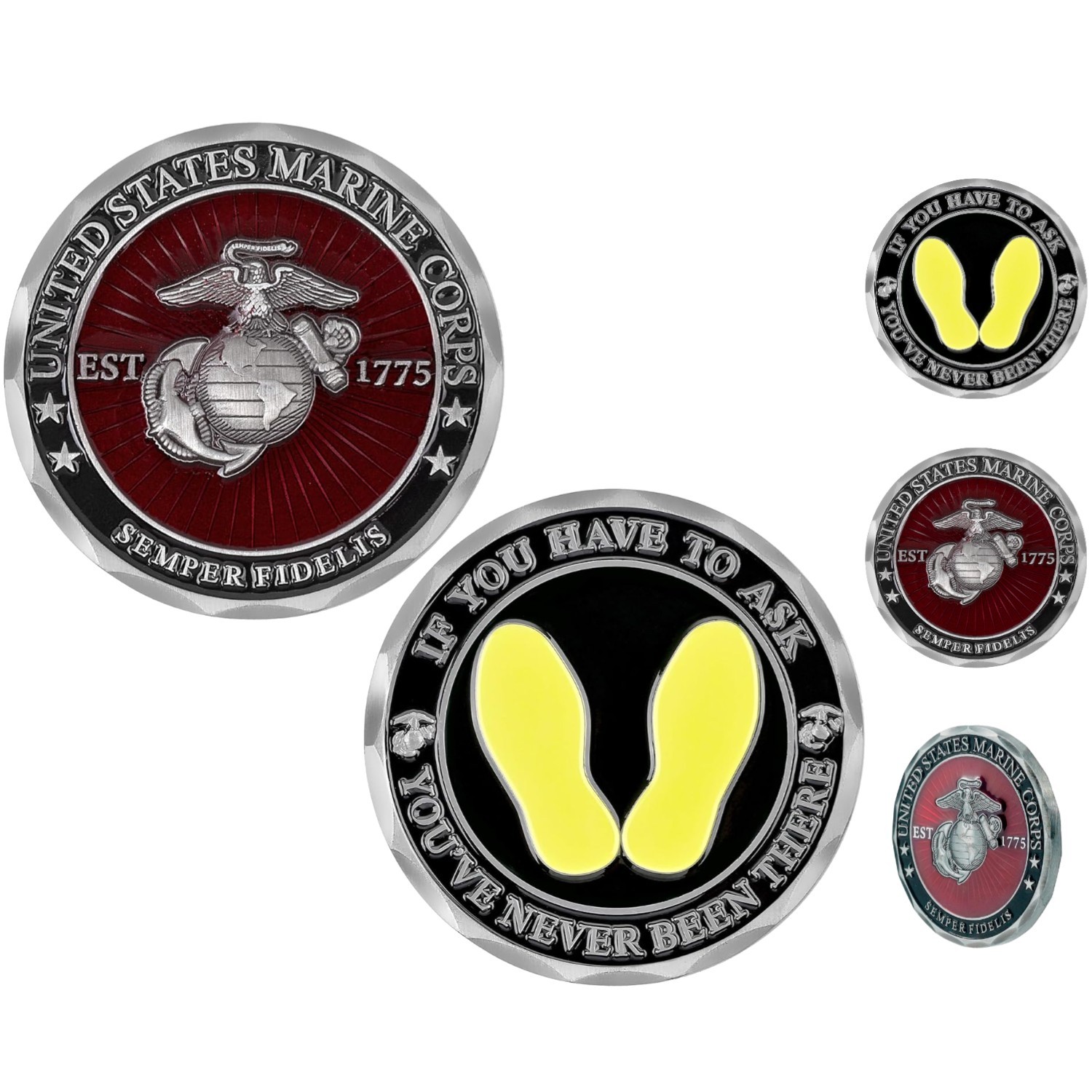 2-Inch USMC Yellow Footprints Coin - Ideal Gift for Marine Veterans & Collectors
