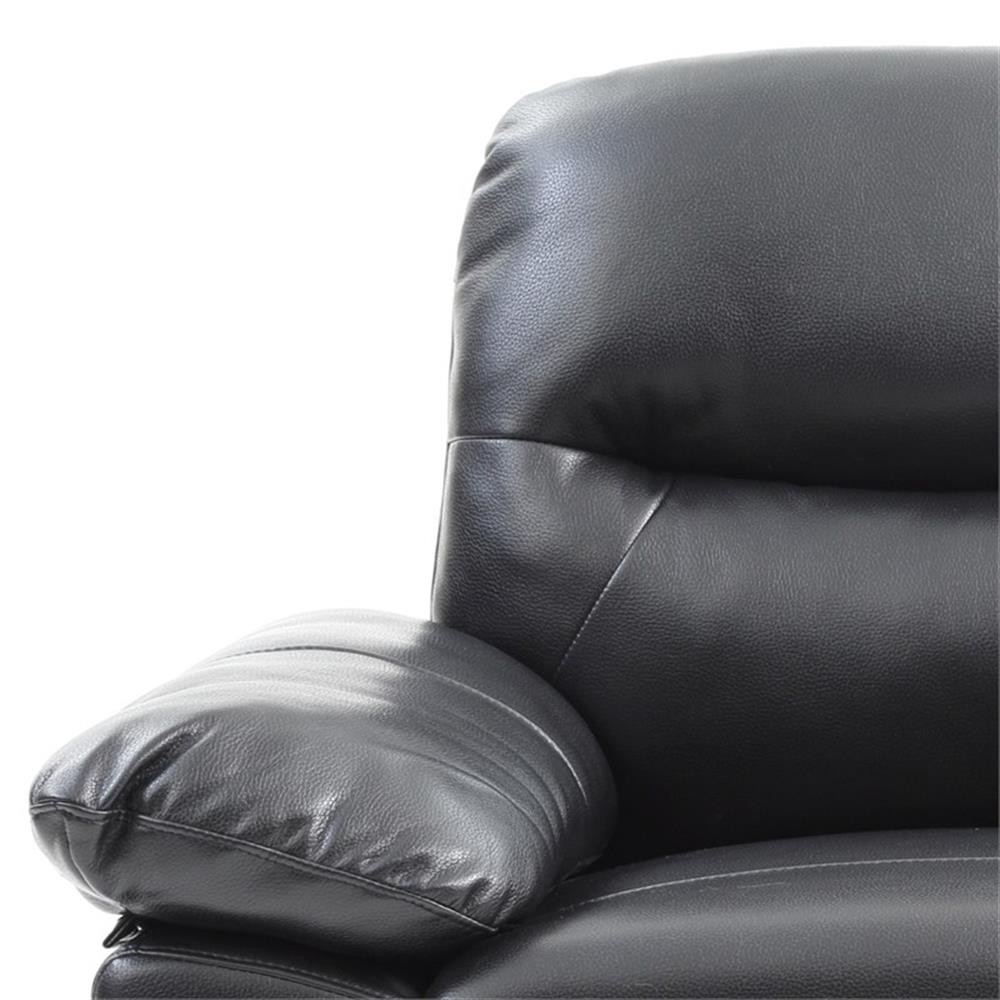 Maklaine Modern / Contemporary Faux Leather Loveseat in Black