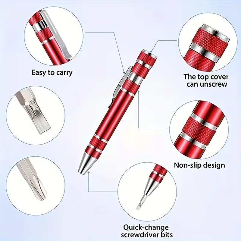 2 Sets, Red 8-in-1 Multifunctional Precision Screwdriver Set
