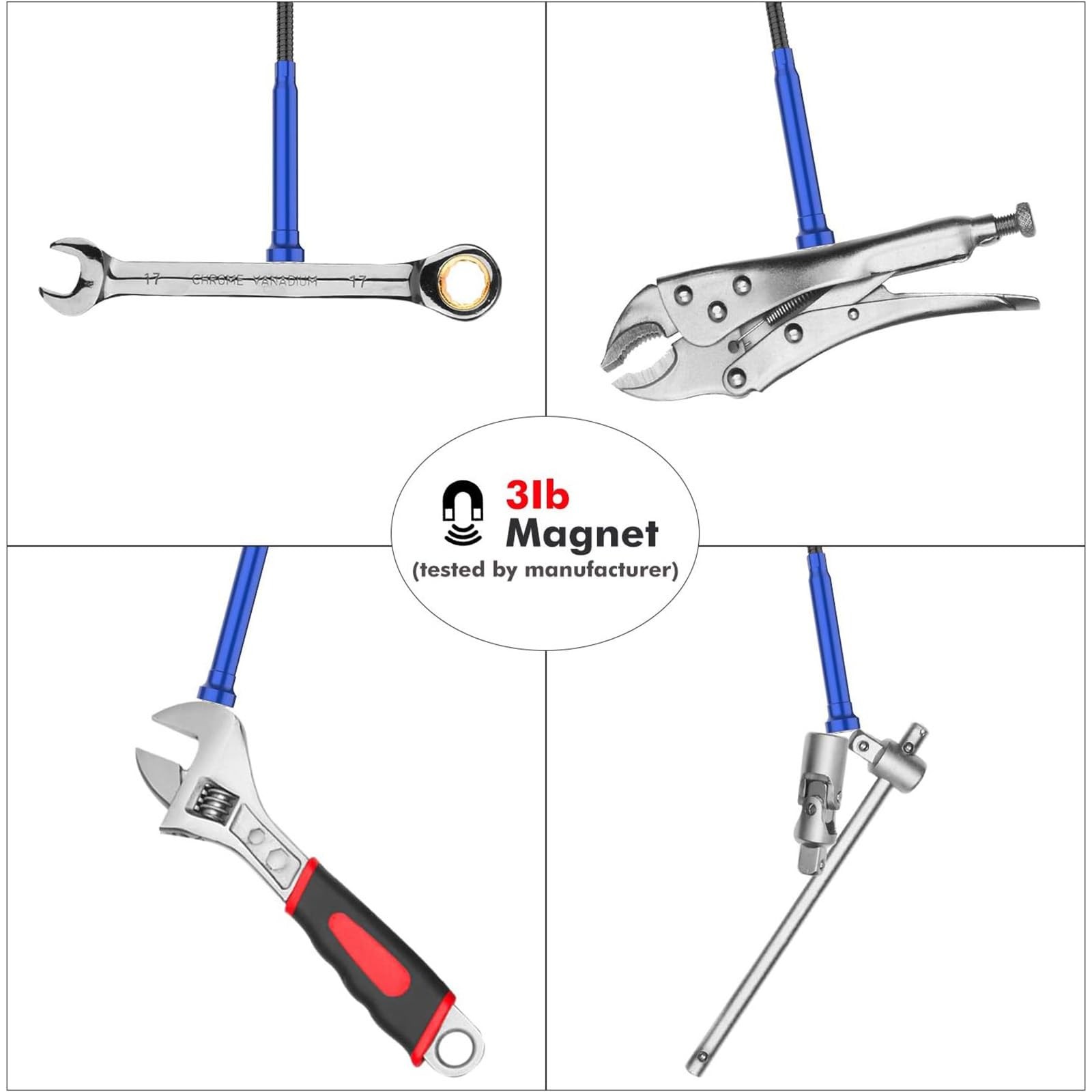 Bendable Magnetic Claw Pickup Tool LED Light Grabber Retrievable Harware Lifter