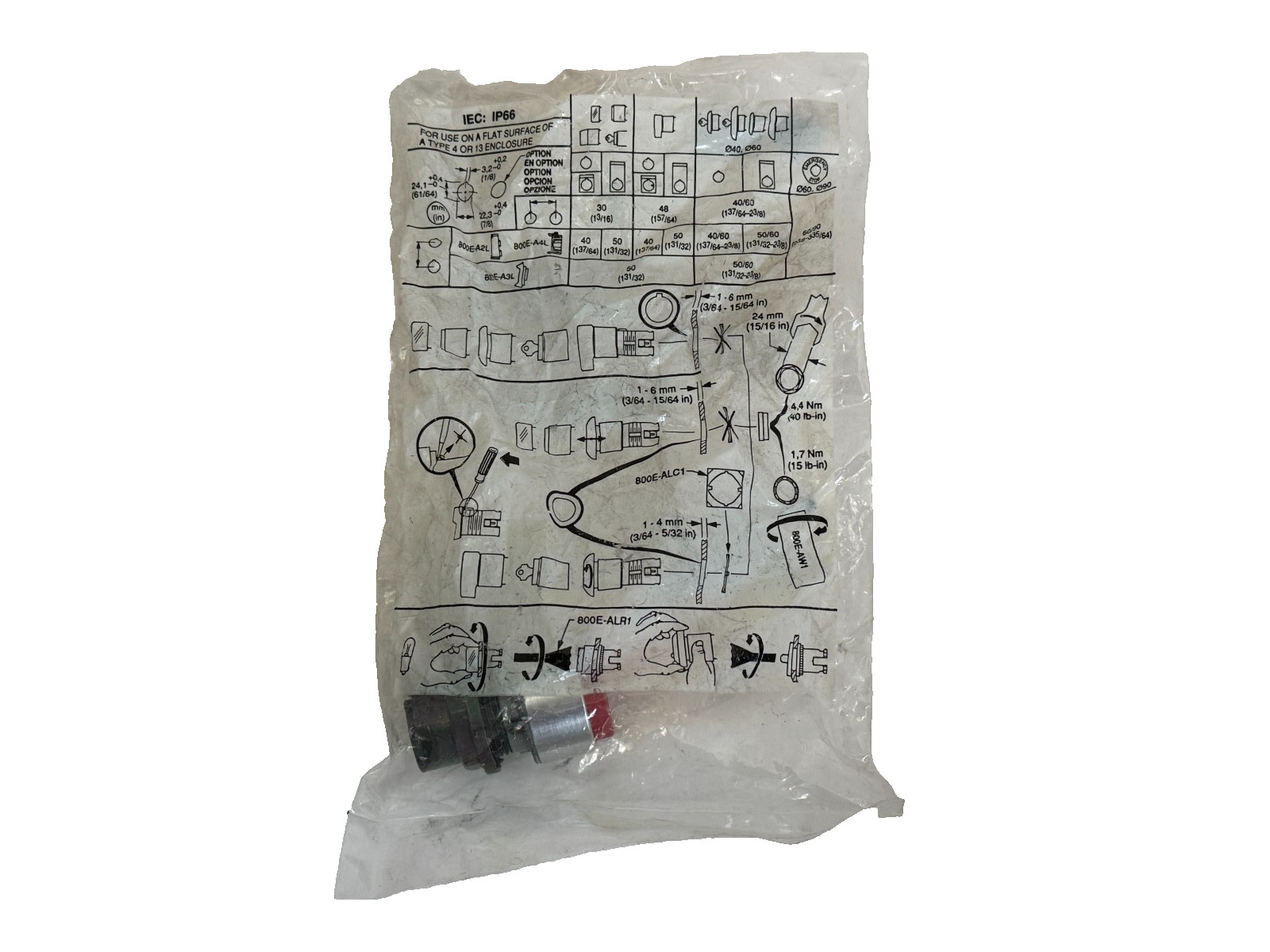FACTORY SEALED Allen Bradley 800EM-E4 SER. A Extended Red Push Button