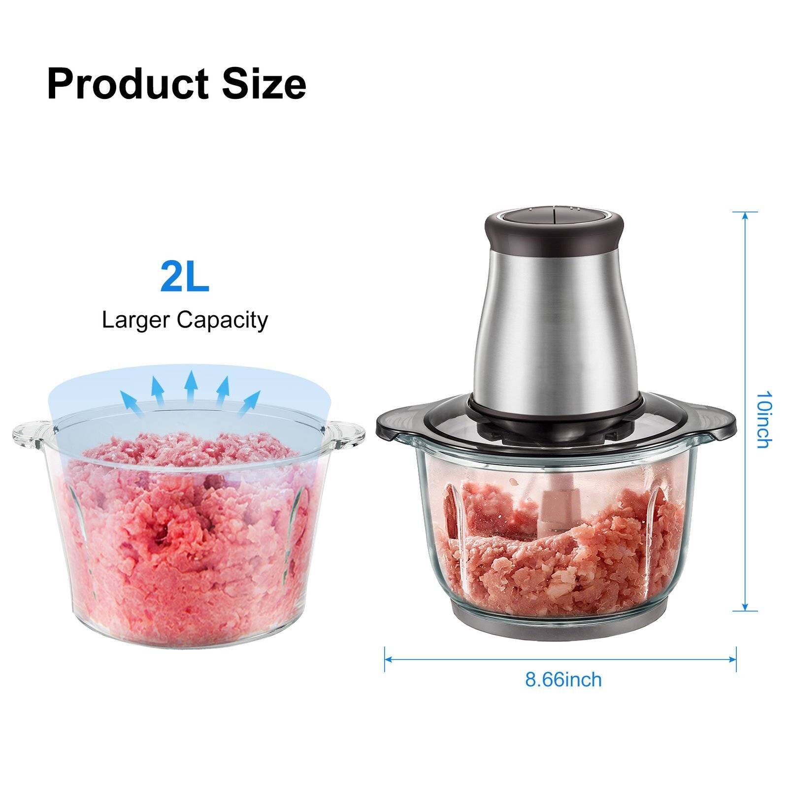 Electric Food Processor & Vegetable Chopper, High Capacity Blender Grinder NEW