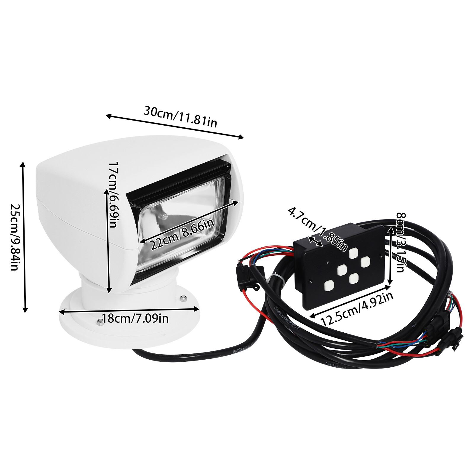 White Boat Searchlight Boat Spotlight 100W Remote Control Spotlights 110v