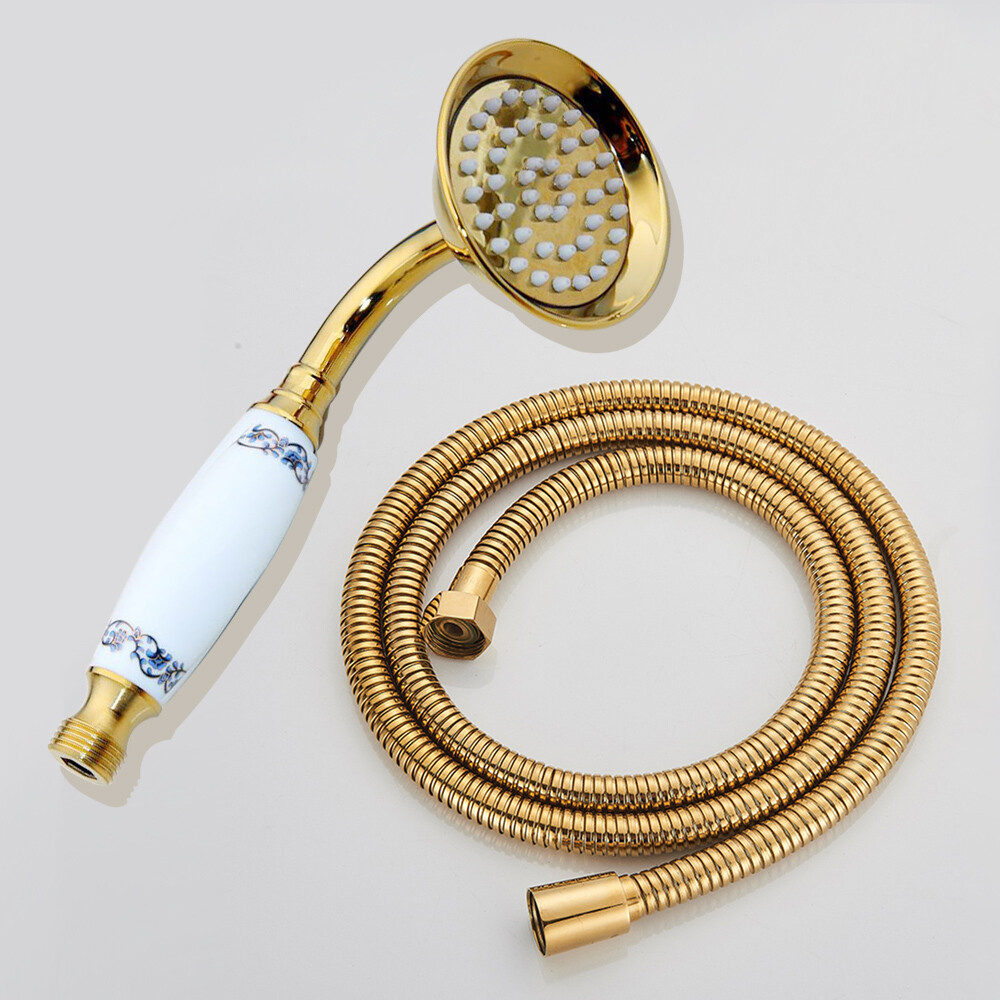 Luxury Gold Ceramics Brass Telephone Hand Held Shower Head set with 1.5m hose
