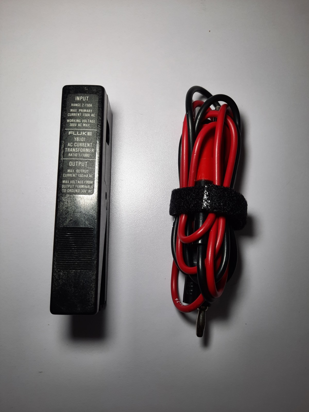 Vintage FLUKE Y8101A AC Current Transformer w/ Pomona Lead Wires Ratio 1/1000