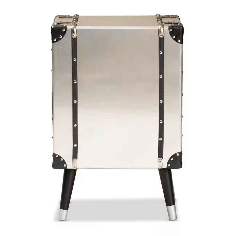 Dilan 3-Drawer Silver Trunk Nightstand
