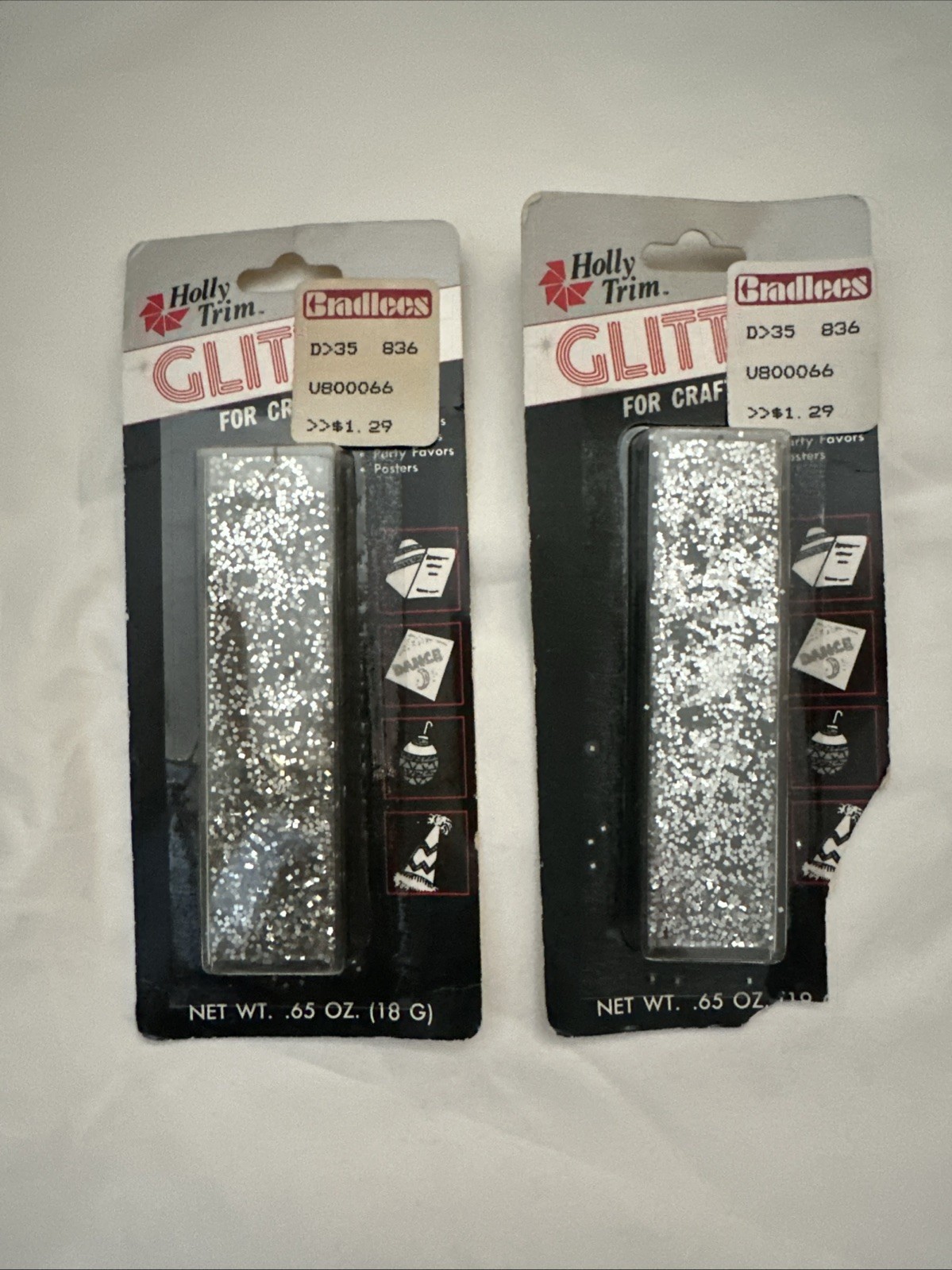 Holly Trim Craft Glitter Gold Tube in Package NOS Vintage NEW, SEALED....