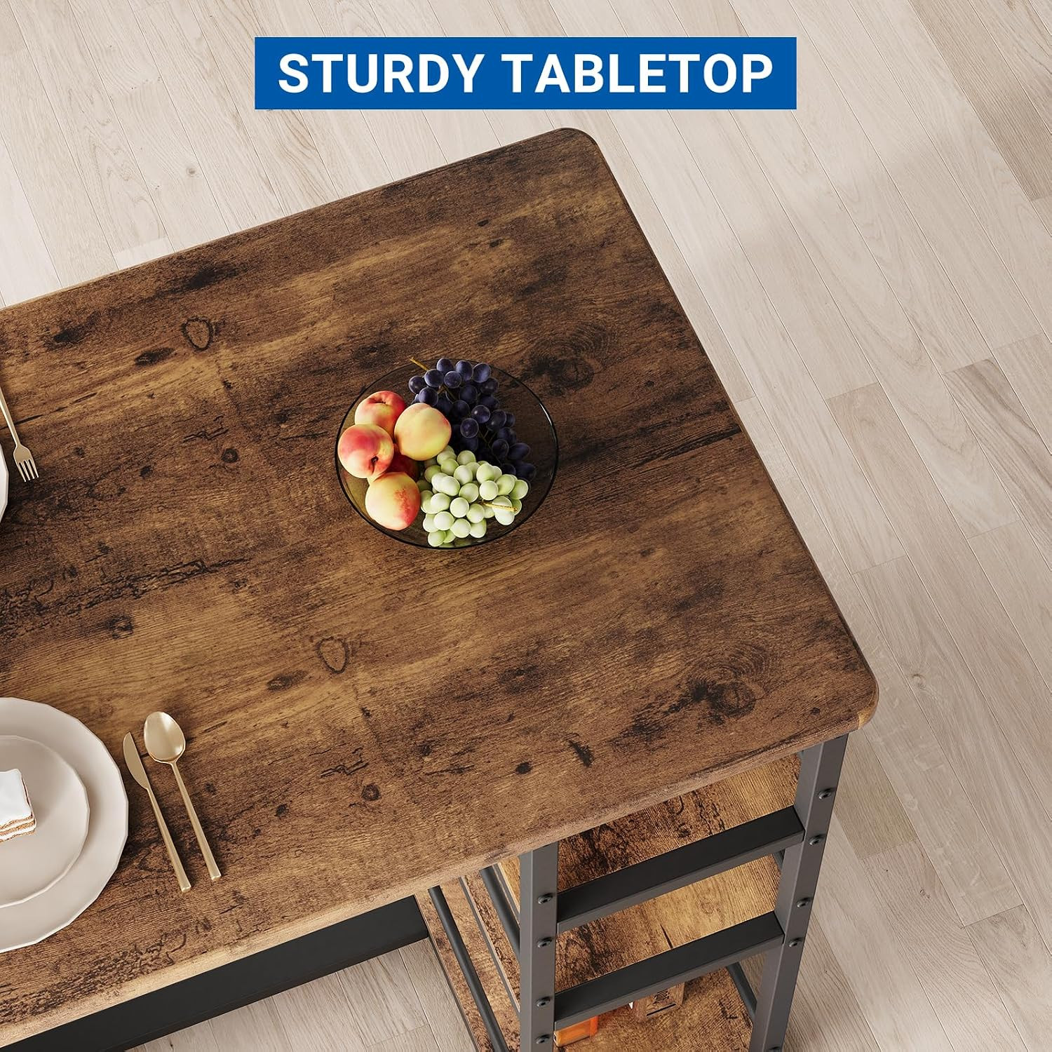Dining Table Set for 2, Counter Height Kitchen Table with 2 Upholstered Bar Stoo