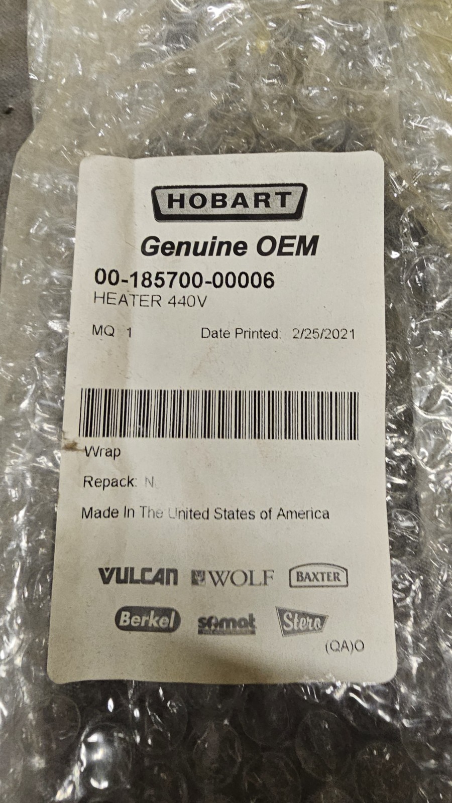 Hobart Heater 440V 00-185700-00006 - Free Shipping Geniune OEM Cheapest Around.