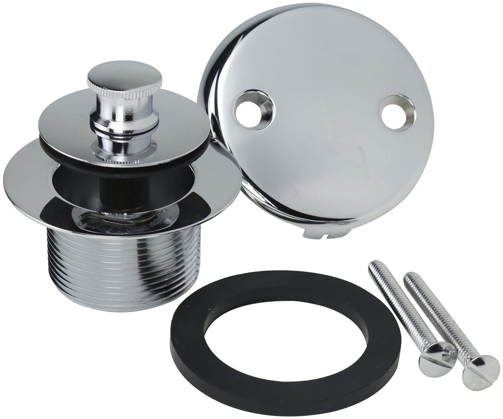 AB&A 60263 Tub Drain Trim Kit with Push eN Two-Hole Overflow Plate, Chrome
