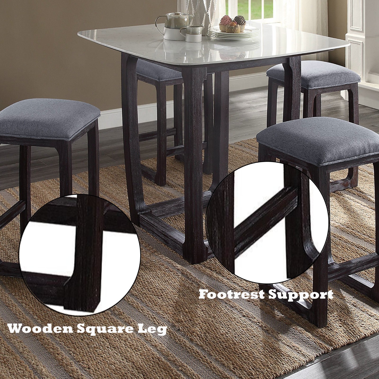 Fabric & Weathered Espresso Counter Height Stool - 24" Seat Height