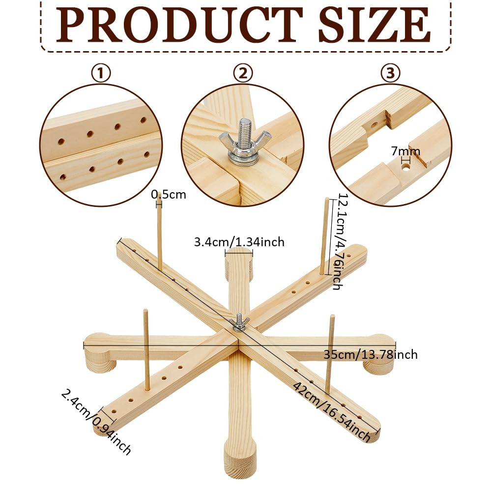 BENECREAT Amish Style Yarn Swift Winder, Portable Wooden Yarn Swift, Desktop ...
