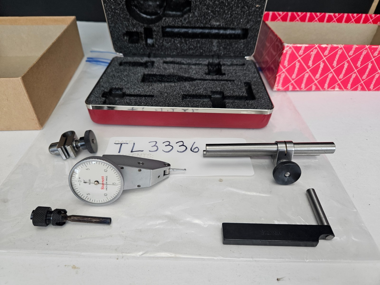 STARRETT #811-5CZ .0005" RANGE DIAL TEST INDICATOR SET W/CASE (TL3336)