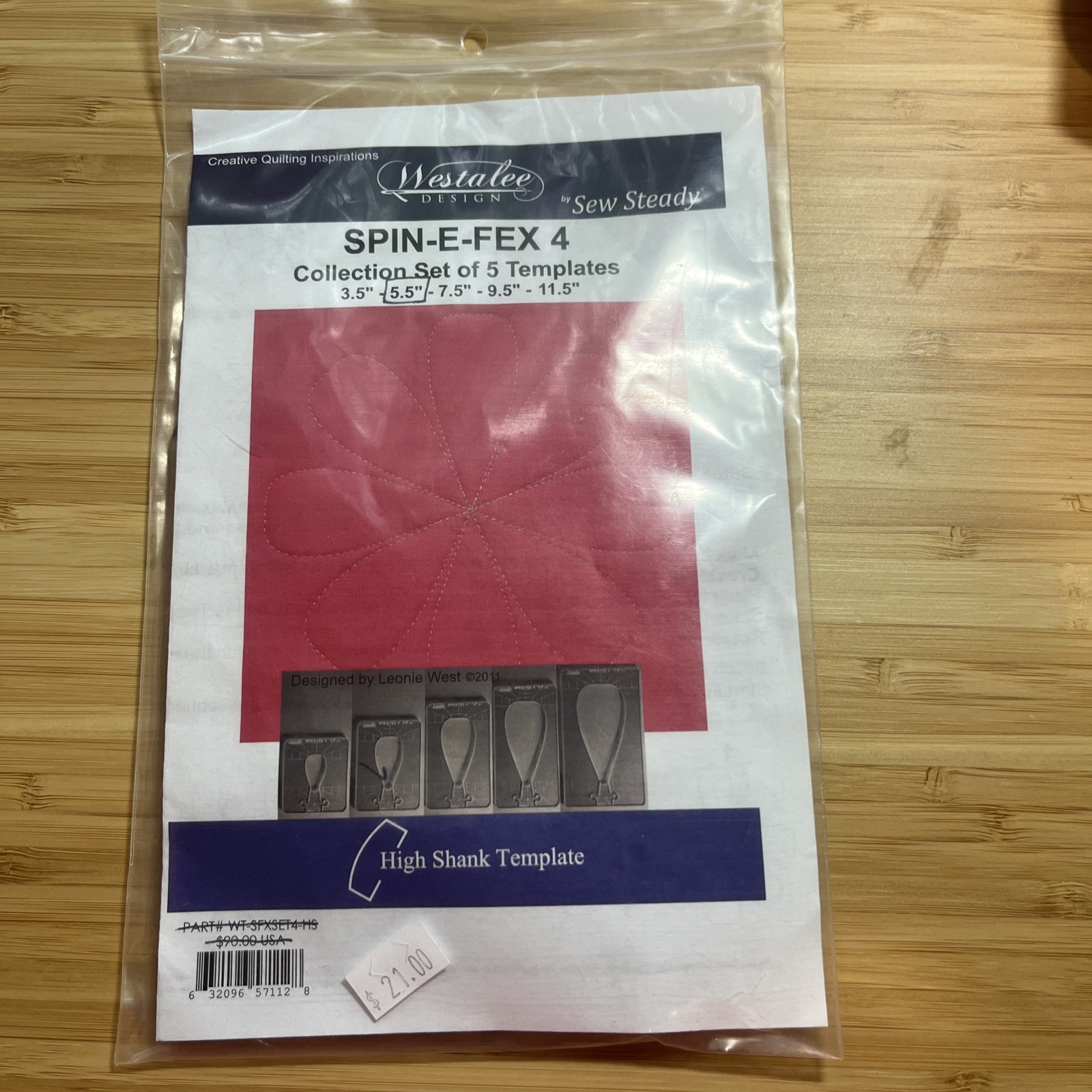 Westalee Sew Steady Spin-E-Fex 4 - 5.5”" High Shank Template
