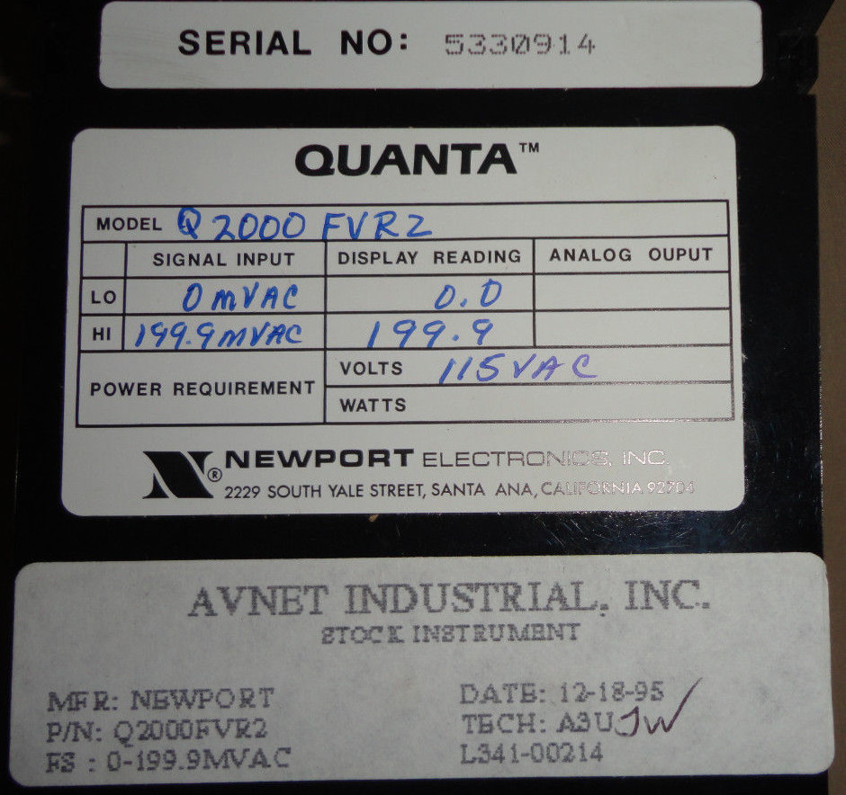 NEWPORT ELECTRONICS Q2000FVR2 PANEL METER Q2000-FVR2 QUANTA NEW