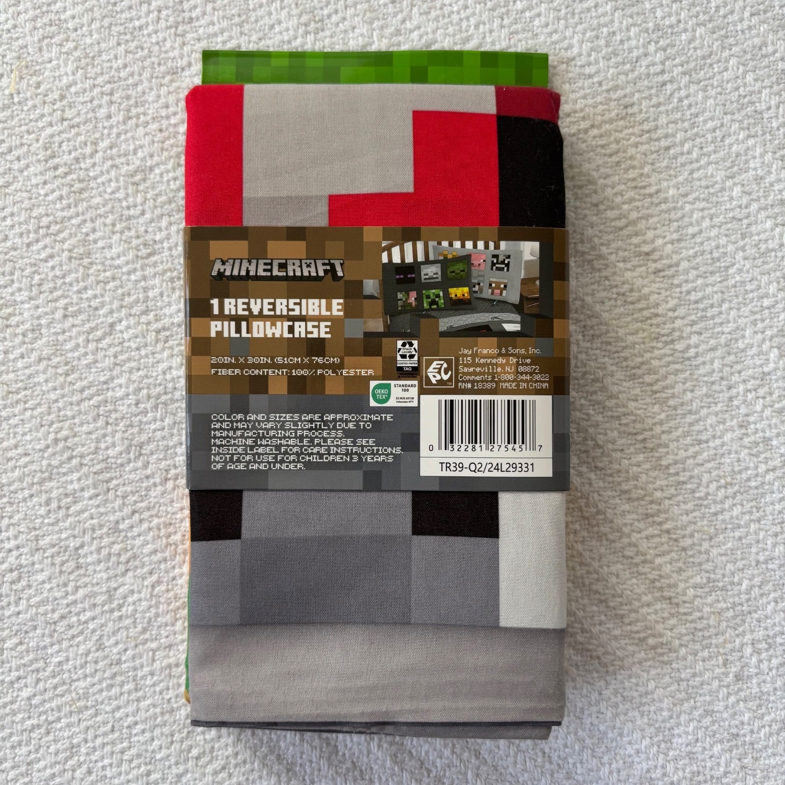 Minecraft Reversible Standard Pillow Case. New. 1 Pack. Enderman, Creeper, Etc