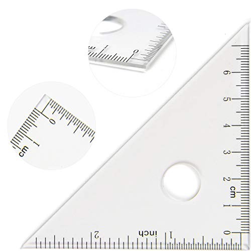 4 Pieces Math Geometry Tool Set Includes Plastic Clear Ruler, 6 inch