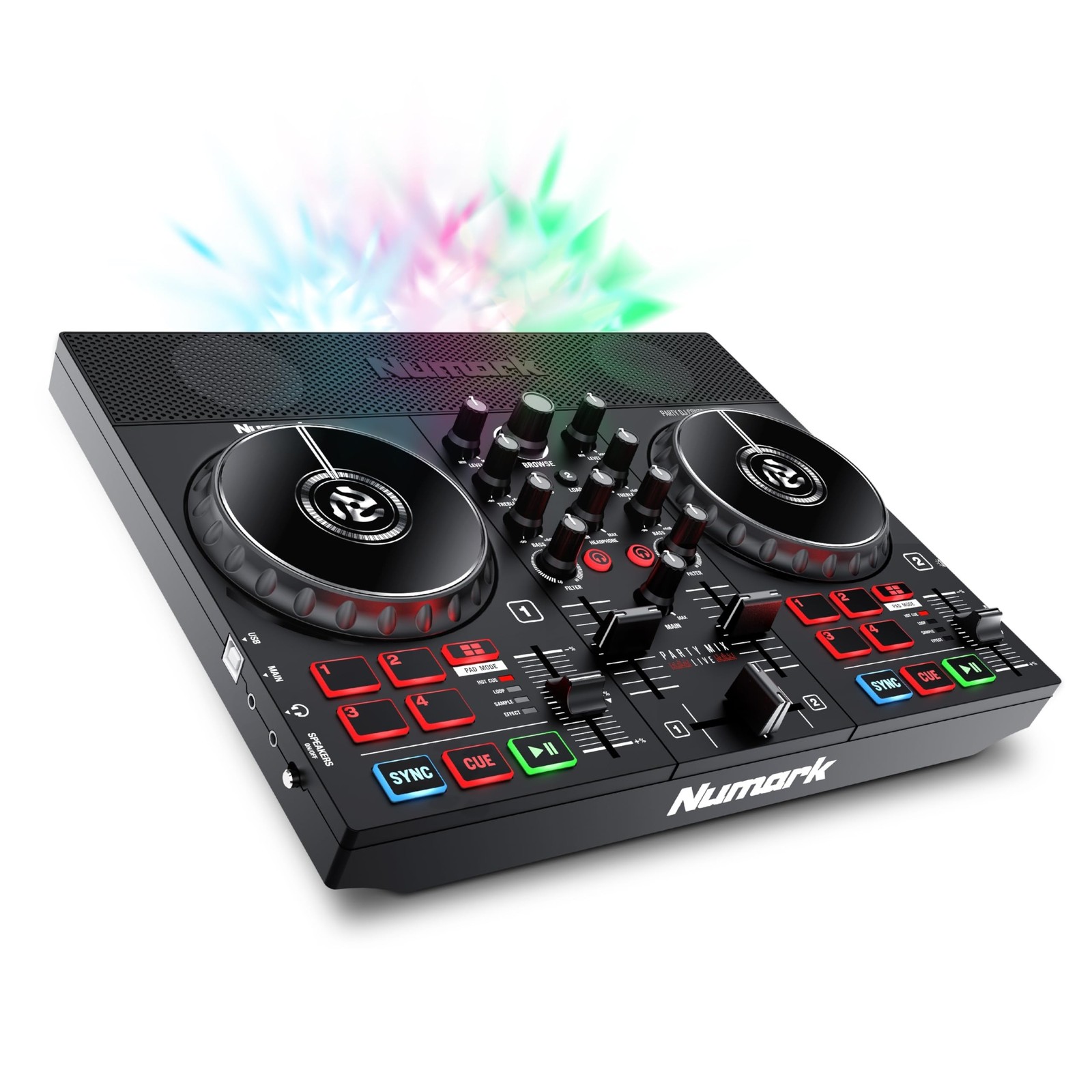 Numark Party Mix Live DJ Controller with Built-in Lights and Speakers | 2-Dec...