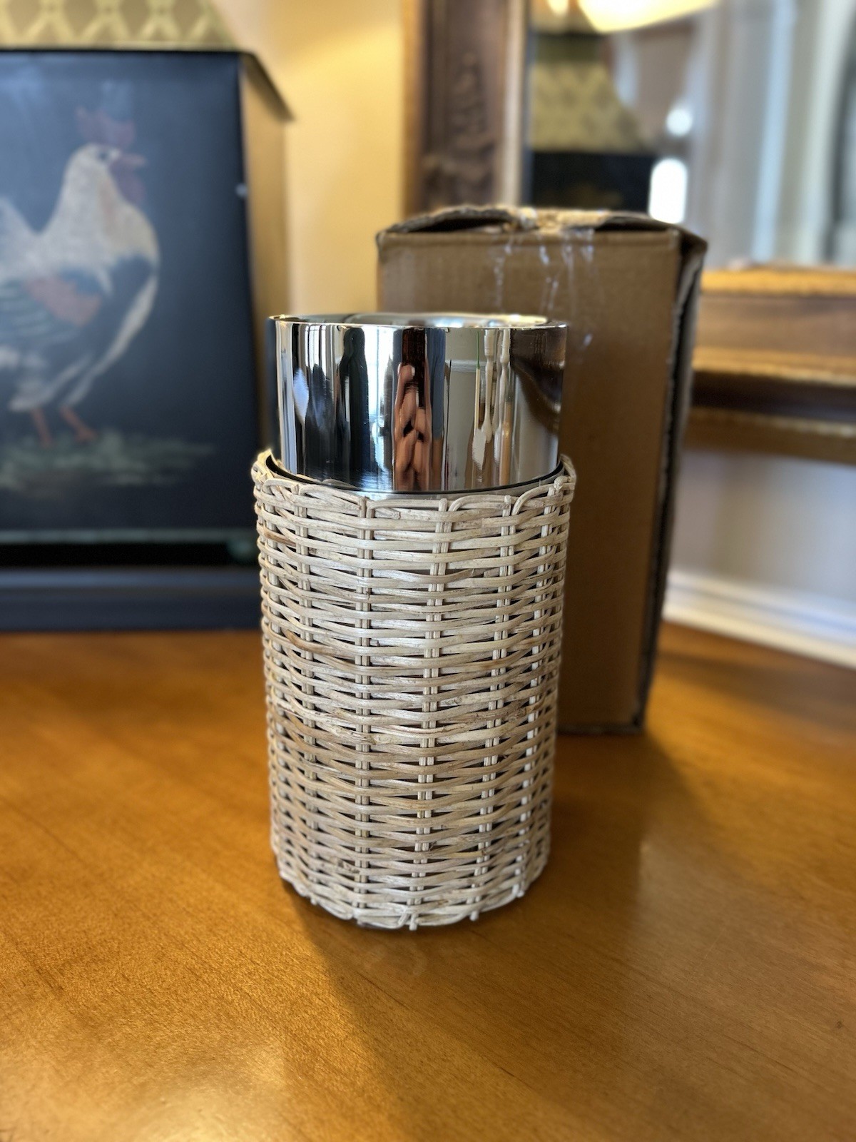 Mark & Graham Silver And Wicker Wine Chiller NWT NWB READ