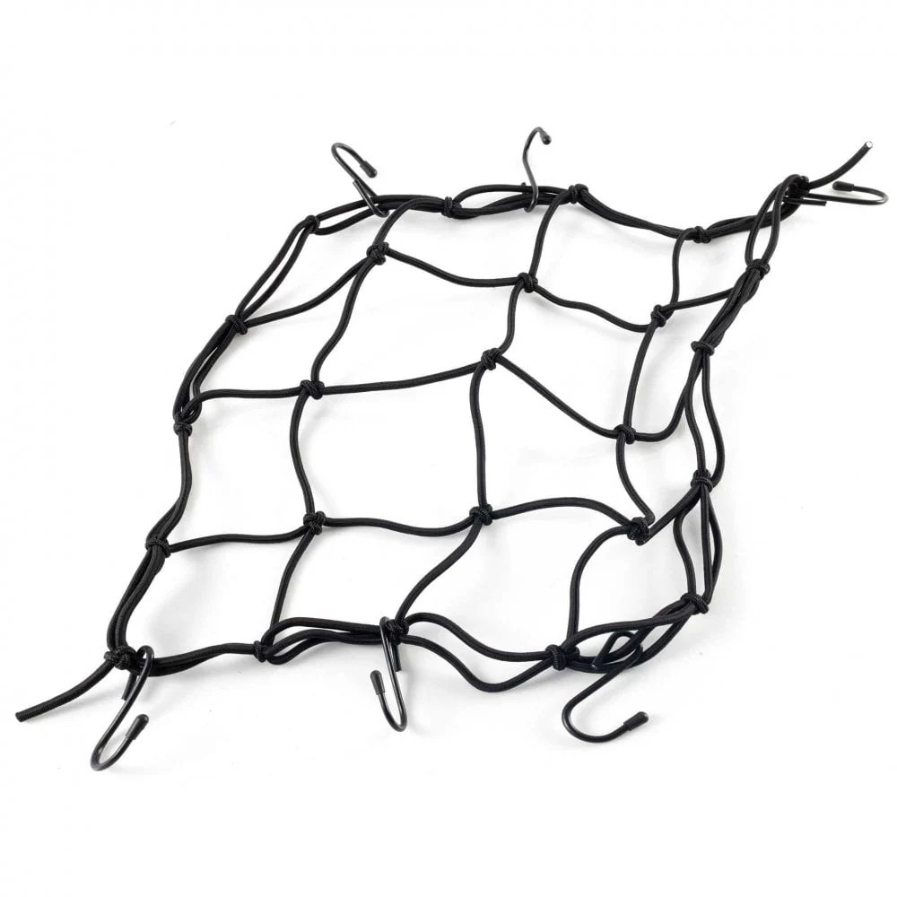 RIDERR Motorcycle Cargo Net - 30x30cm (Relaxed) | 6x Steel Hooks | Great for sec