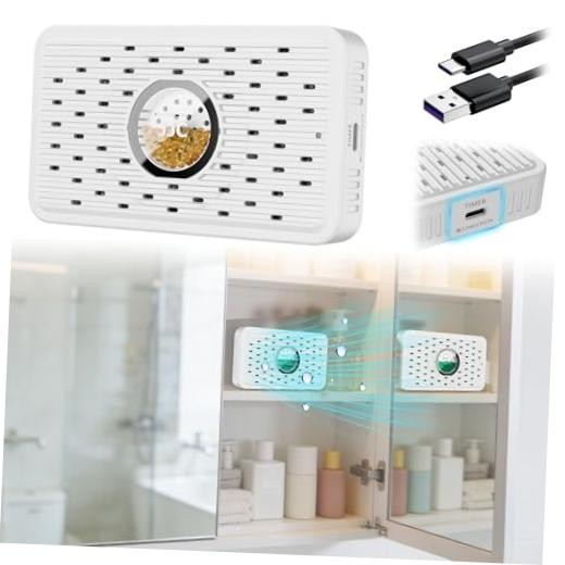 Auto Power-off USB C Rechargeable Gun Safe Dehumidifier White(1 Pack)