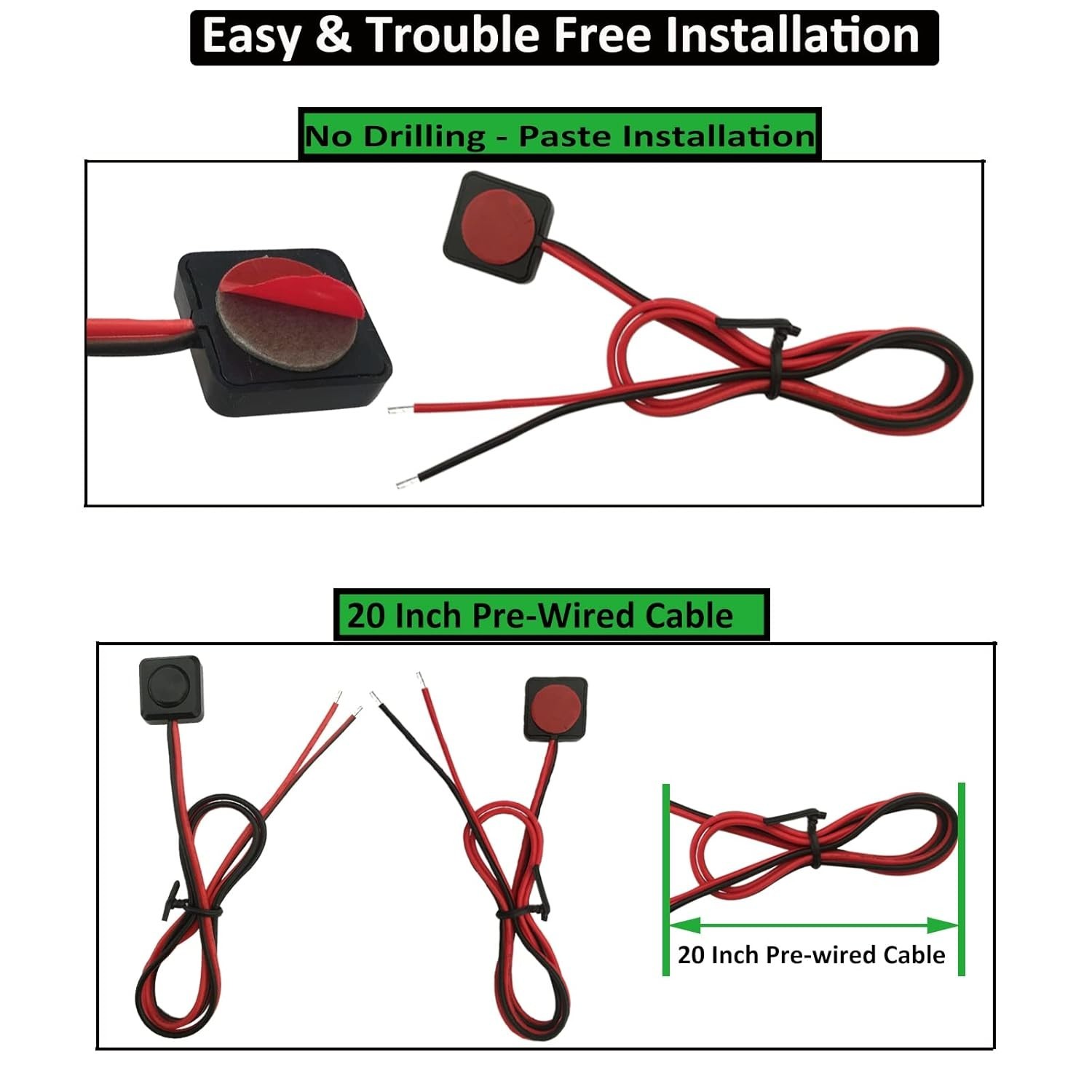 Momentary Push Button Switch 12V 24V Small Momentary Switch, 20 Inch Prewired...