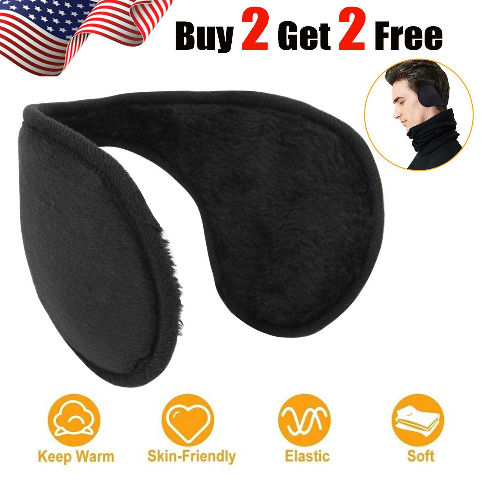 Men Women Ear Muffs Winter Ear warmers Fleece Earwarmer Behind the Head Band US