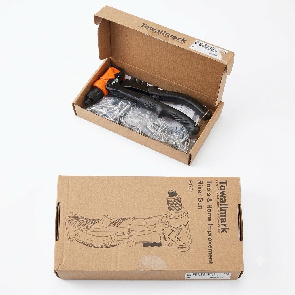 Towallmark RG01 Hand Rivet Gun Set Heavy Duty Blind Riveter Tool with Rivets New