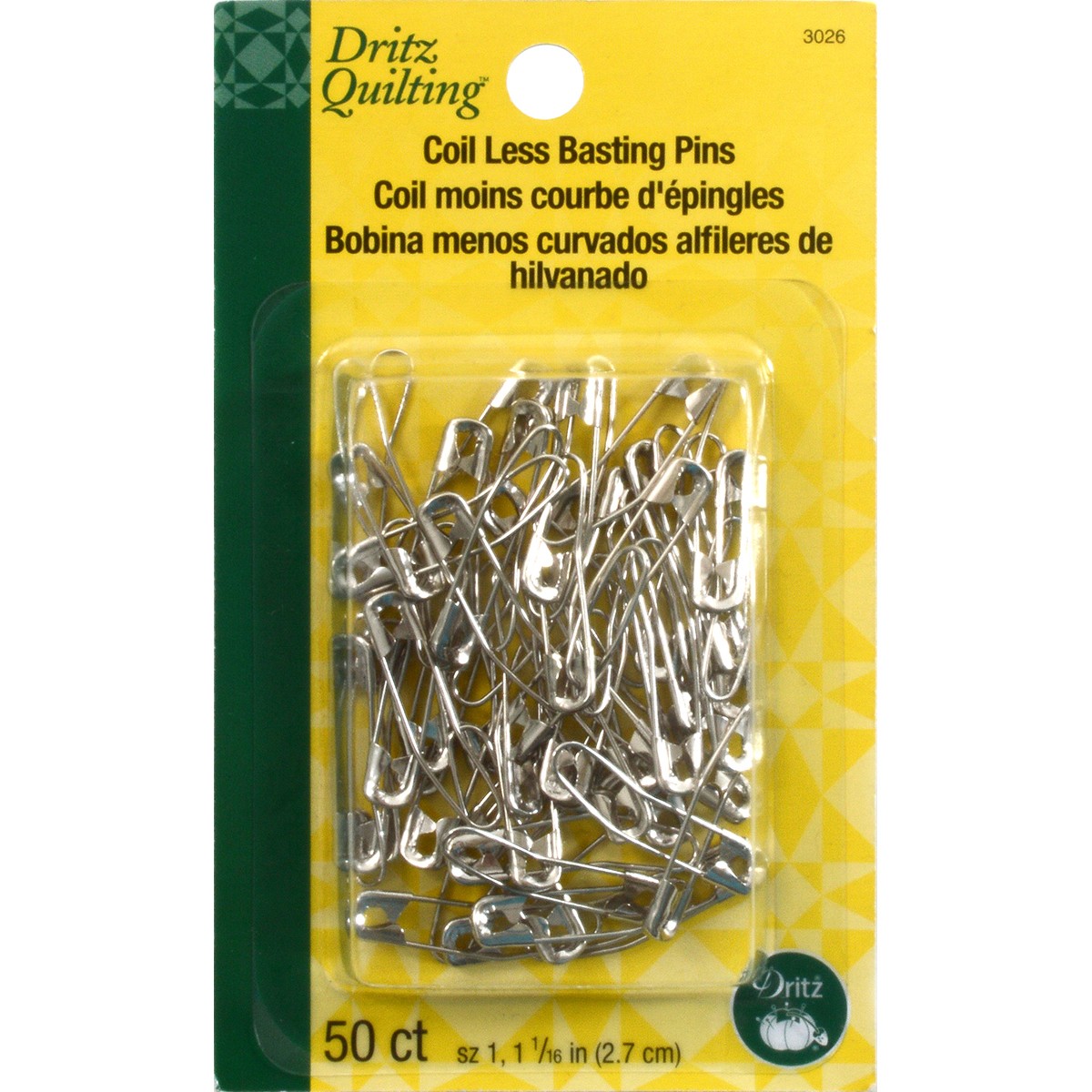 Dritz 3026 Coil-Less Curved Safety Pins-Size 1 50/Pkg
