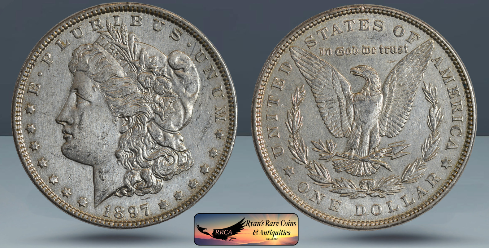 1897 Morgan Dollar, Almost Uncirculated Details, Cleaned, Silver Dollar, C8435