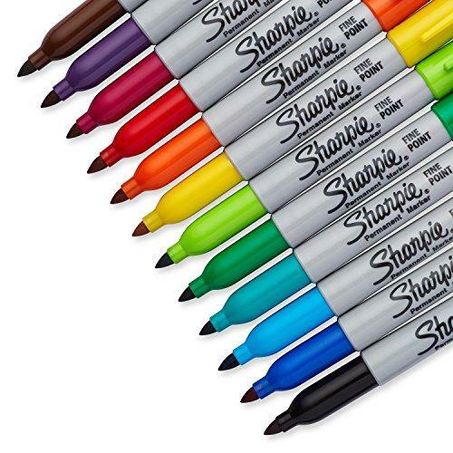 Sharpie 30075PP Permanent Markers, Fine Point, Assorted Colors, 12 Count