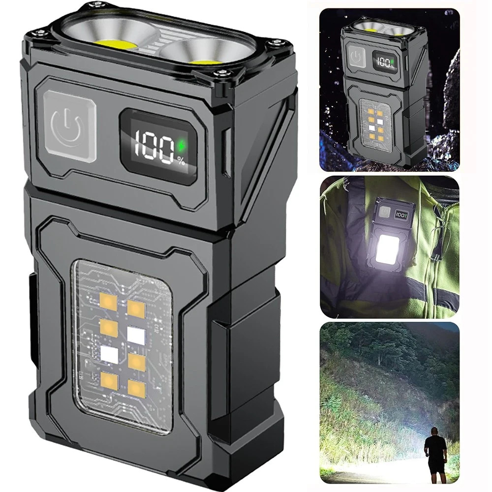 Portable Pocket LED Flashlight Magnetic USB Rechargeable Mini Torch Work Lights