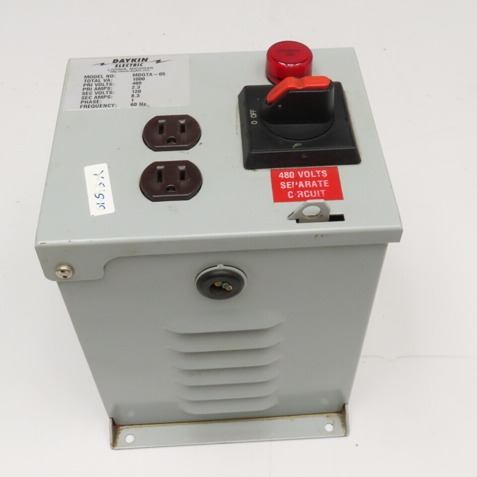 Daykin MDGTA-05 480V Pri 120V Sec. 1Ph Transformer Disconnect 1000VA