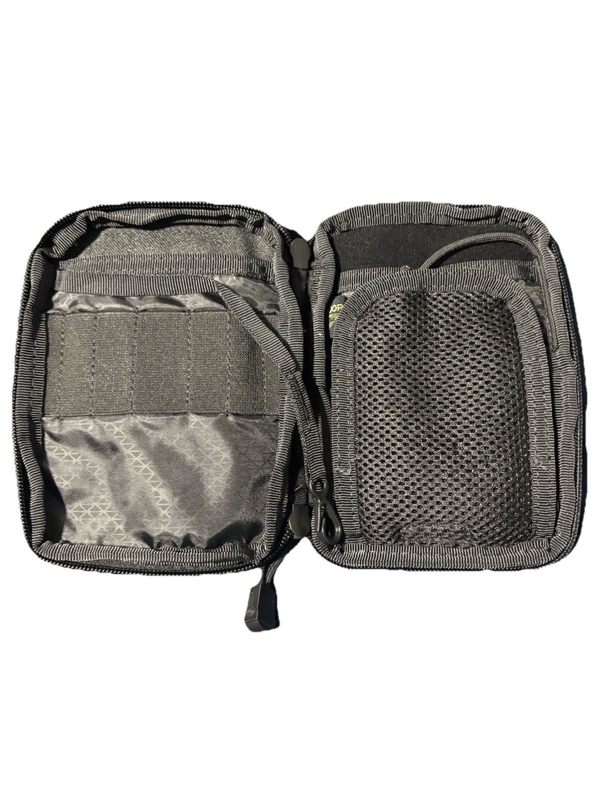 Condor Tactical MOLLE Zip Pouch Black Nylon Mesh Pockets American Flag Patch
