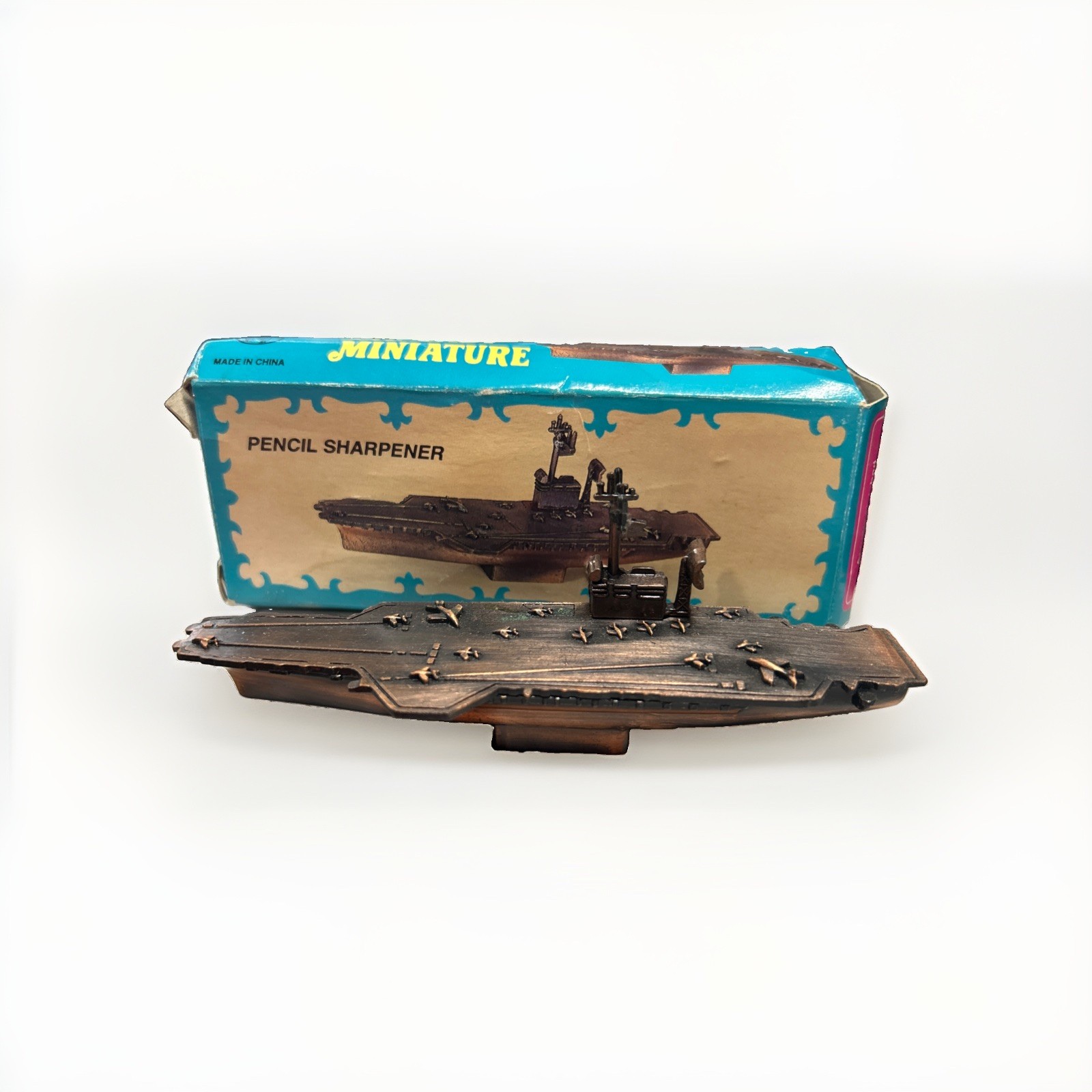 AIRCRAFT CARRIER BRONZE DIE CAST METAL COLLECTIBLE PENCIL SHARPENER In BOX